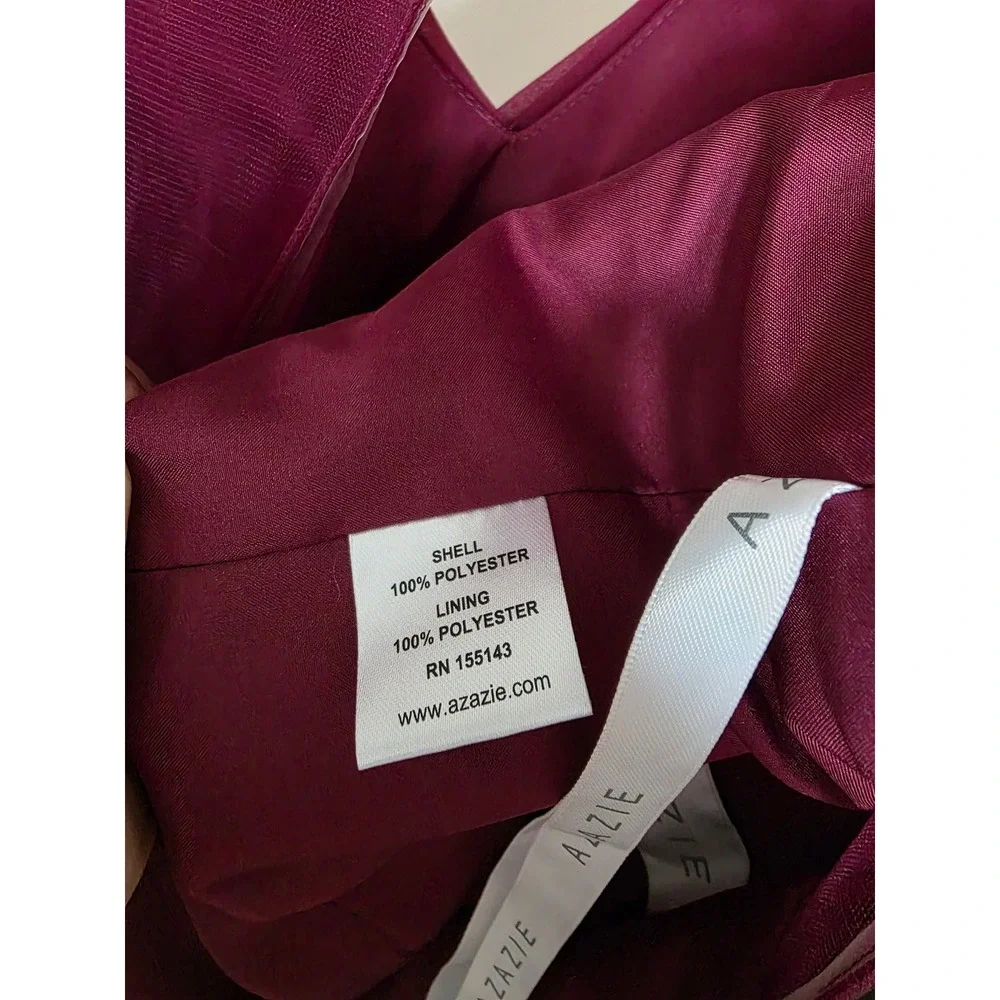 Womens Plus A24 Azazie Burgundy Chiffon Ruched V Neck Flutter Sleeve Formal Gown